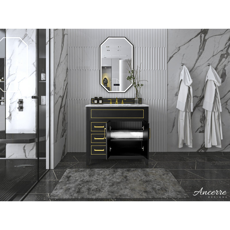 Aspen 36'' W Single Vanity, Gold, Black Onyx