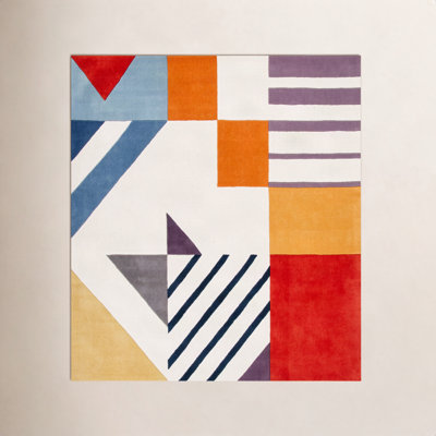 Tripoli Ivory Multi Hand-Tufted Geometric Rug