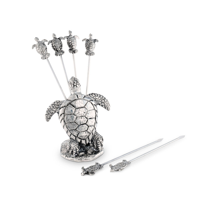 Sea and Shore 6 Piece Pewter Sea Turtle Cheese Pick