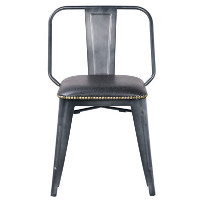 Chaise d'appoint en métal Senac KD PU, noir rétro