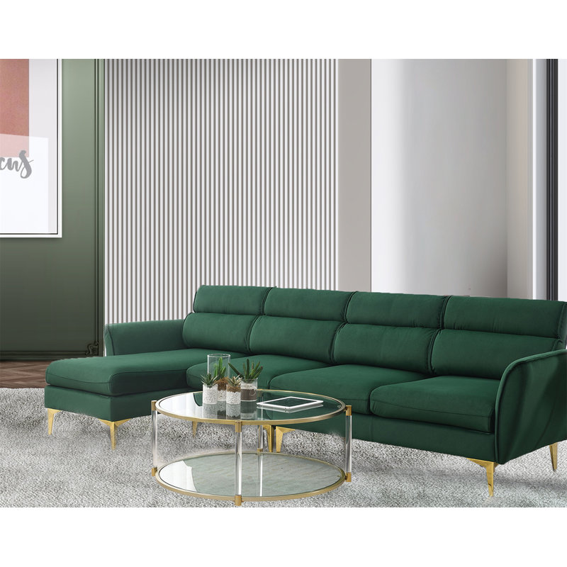 Canapé et chaise longue réversible Behka, 100 % polyester vert, Or