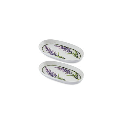 Ensemble de 2 plateaux lilas élégants (2 pièces) Clegg, 8,3 po x 4,7 po x 0,8 po | 100% céramique, va au lave-vaisselle | Parfait pour servir des hors-d'œuvre et des desserts, un design élégant et fonctionnel pour recevoir des invités