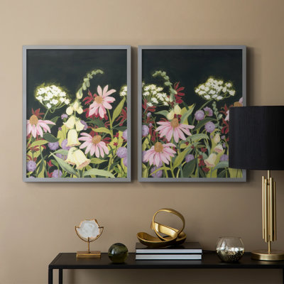 Impression encadrée Moonlit Wildflowers I-Premium - prête à être accrochée - aucun clou requis - aucun clou requis