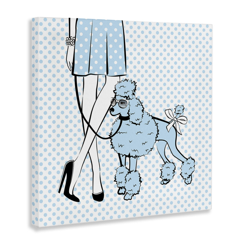 Art mural en toile «D pois Girl & Poodle» par Martina Pavlova, H 36 po x l 36 po