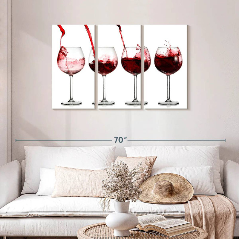 Yarlin Glasses Of Red Wine, 28" H x 45" W