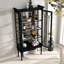 Cave à vin vitrée à double porte en bois d'hévéa noir vintage de 100 cm (39,37 po)