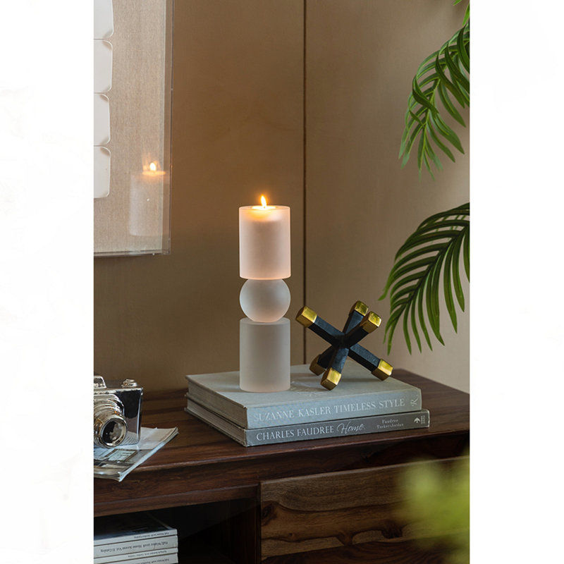 D3.1X11" Palisade Medium Glass Candle Holder, 11" H x 3.1" W x 3.1" D