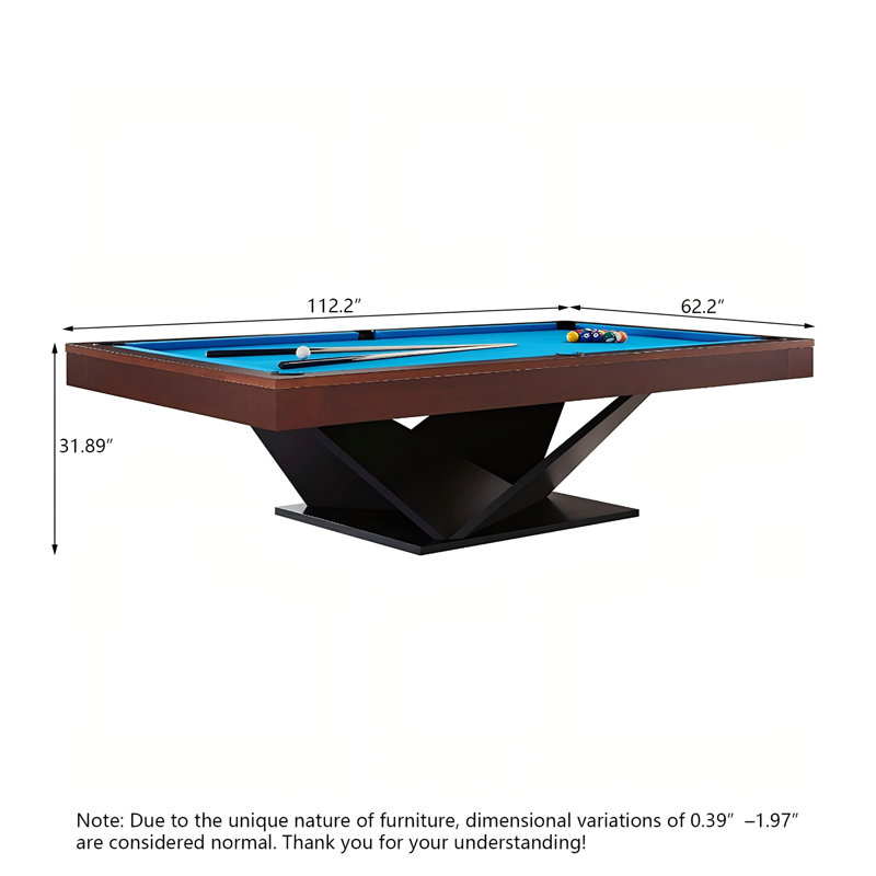 Solid Wood Multi-Function 3-in-1 Standard 9'Pool Table, 31.89" H x 112.2" W x 62.2" D