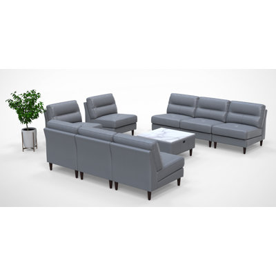 Ensemble de 8 chaises pour cafétérias pour 8 personnes, couleur gris, 100% cuir véritable