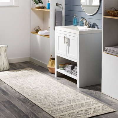 Tapis d'intérieur en laine tissé à plat à la main à motif oriental noir et blanc Émile