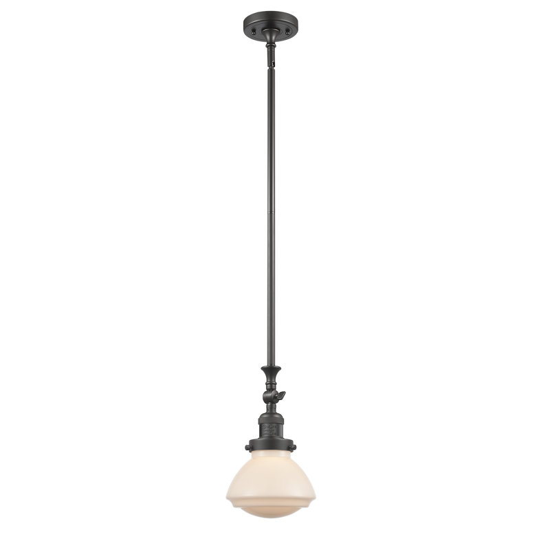 Luminaire suspendu simple à 1 lumière Chesterville, Ampoule DEL 6 watts Vinage, Blanc mat, Bronze huilé