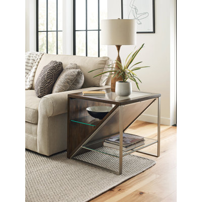 Table de bout avec rangement en verre Schwager