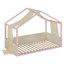 Lits à baldaquin modernes, structure en bois aggloméré simple, chambre d'enfant en velours rose
