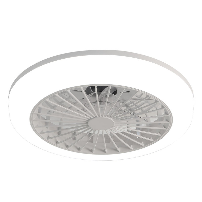 18 Inch Enclosed Ceiling Fan With Light And Remote, Flush Mount Bladeless Modern Low Profile Ceiling Fan For Bedroom Kitchen Dining Room