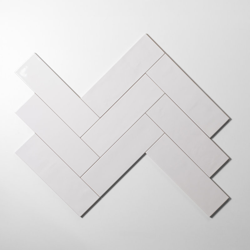 Carreau de céramique blanche lustrée Bedouin 3,5 po x 12 po, Blanc lustré