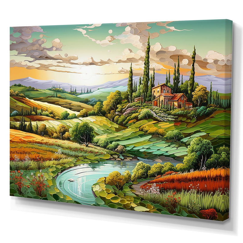 Paysage italien de charme campagne - impressions sur toile campagne, Toile tendue, H 34 po x l 44 po x P 1,5 po