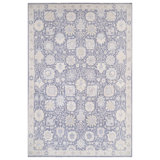 Hand Knotted Wool Area Rug in Dark Gray And Ivory