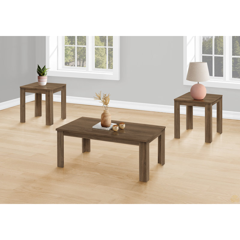 Ensemble de table, ensemble 3 pièces, café, bout, côté, décor, Noyer