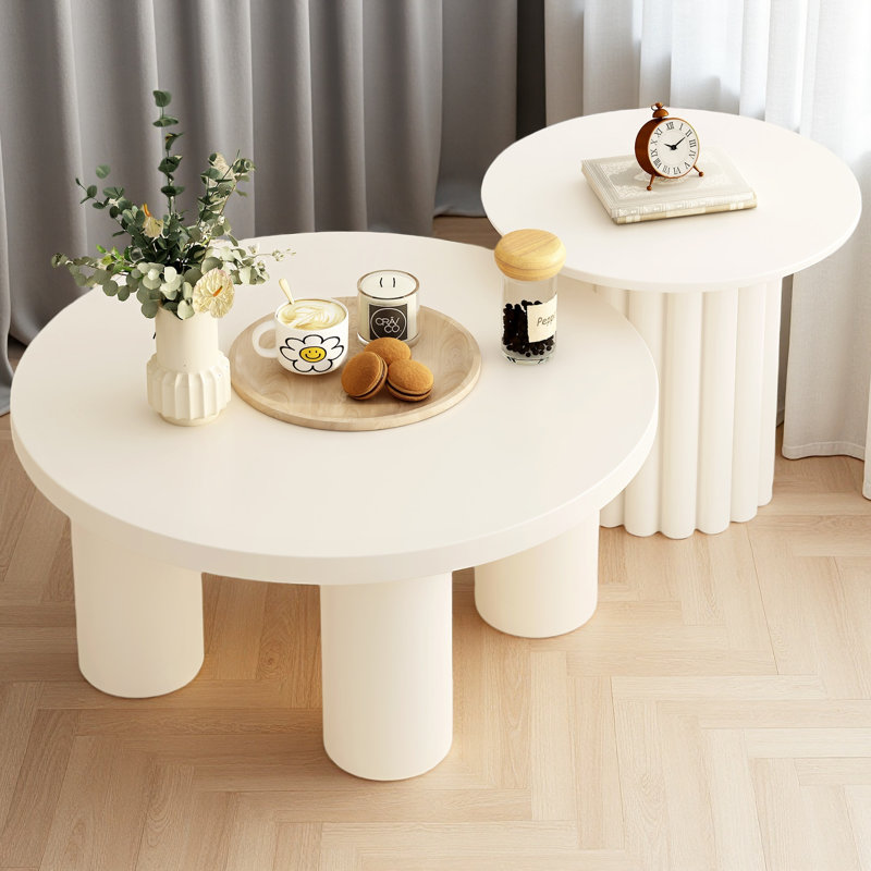 Ensemble de 2 tables basses modernes avec pieds cylindriques et 1 table de bout pour le salon