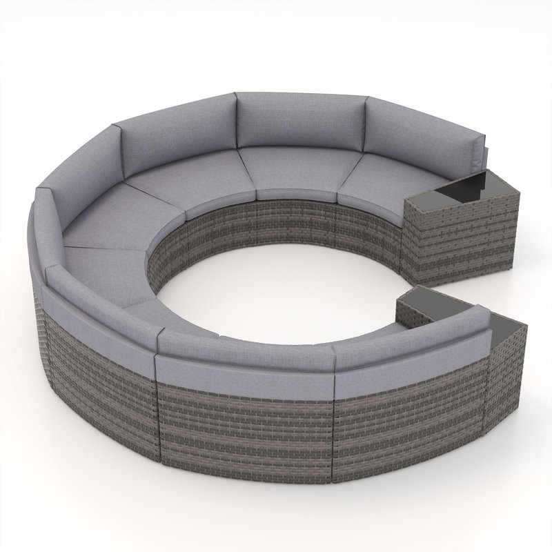 8 - Person Seating Group With Cushions, Grey Frame/Grey Cushion