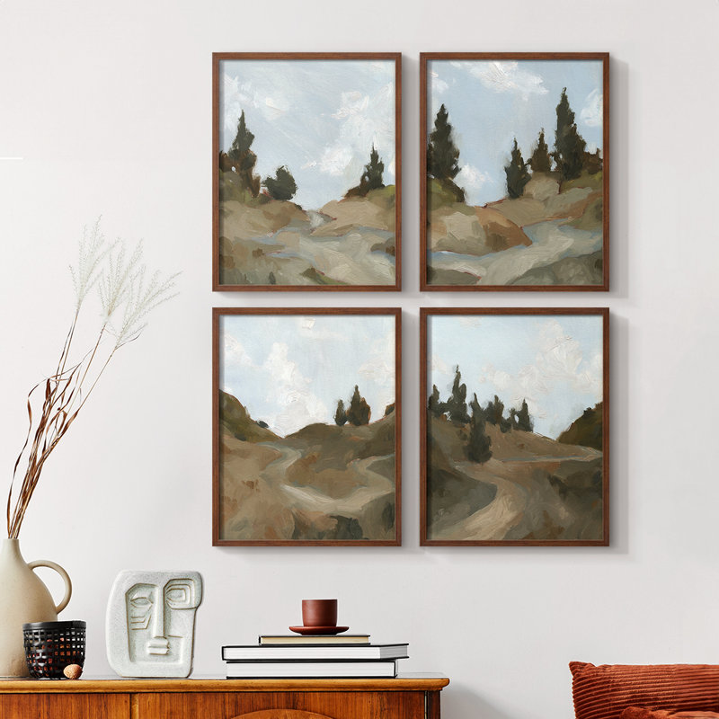 Impression sur toile, ensemble de 4, H 20 po x l 16 po, Naturel