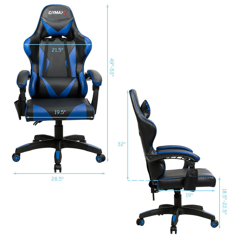 Fauteuil de jeu PC et de course, bleu