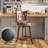 Swivel Upholstered Stool with Solid Wood Frame-791578196-791578197