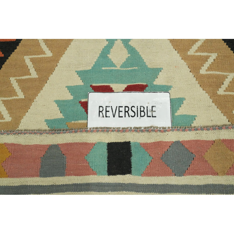 Tapis géométrique à motif oriental kilim 5 x 8