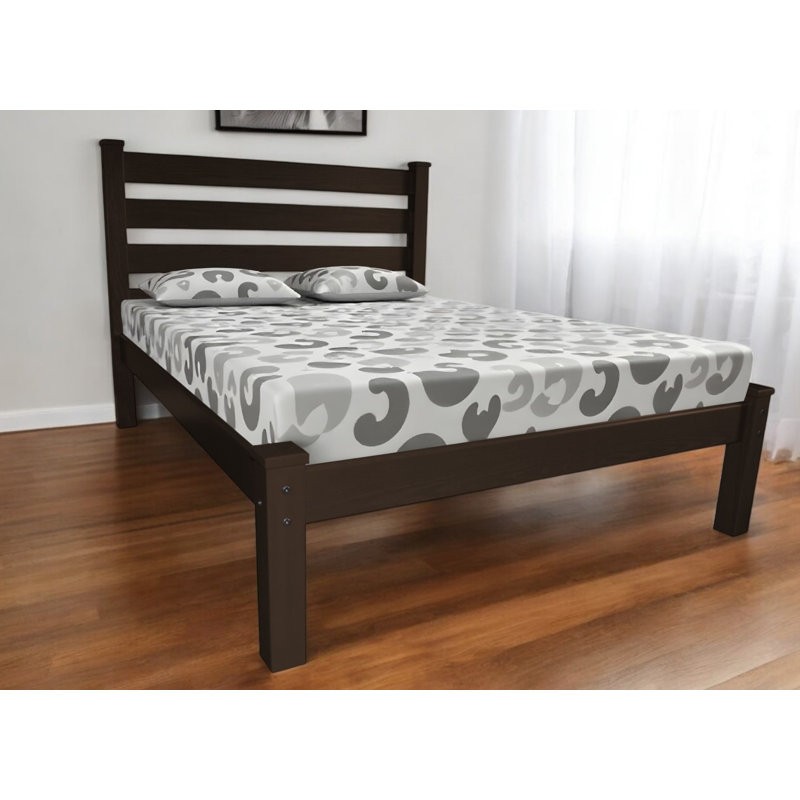 Dark Brown Solid Wood Full Bed Frame