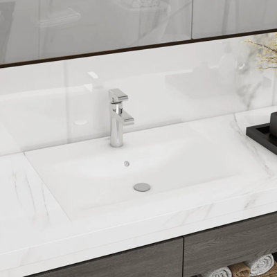 Belfry Bathroom Montenegro 600mm L x 460mm W Ceramic Rectangular Sink with Overflow