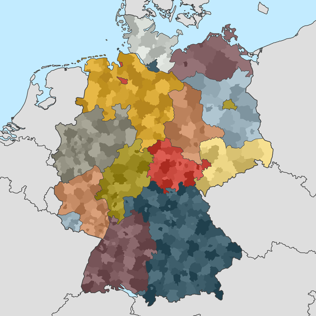 Deutschlandkarte von Opico - Kunstdrucke auf Leinwand