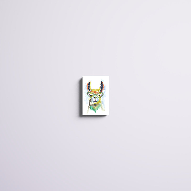 «Smarty-Pants Llama», peinture sur toile, H 12 po x l 8 po