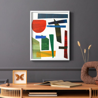 «Colorful Shapes II», reproduction encadrée - bois massif