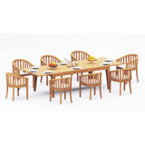 11 Pcs Grade-A Teak Wood Dining Set: 122" Caranas Double Extension Rectangle Table And 10 Lenong Arm Chairs #11LN2910