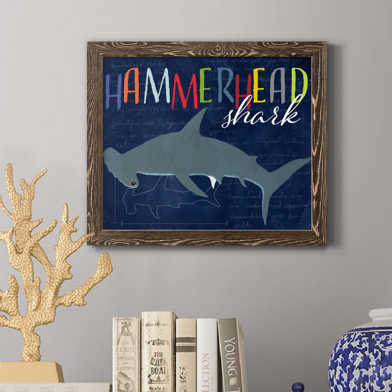 " Hammerhead Shark " Painting Print, Walnut, 20" H x 17" W x 1.5" D