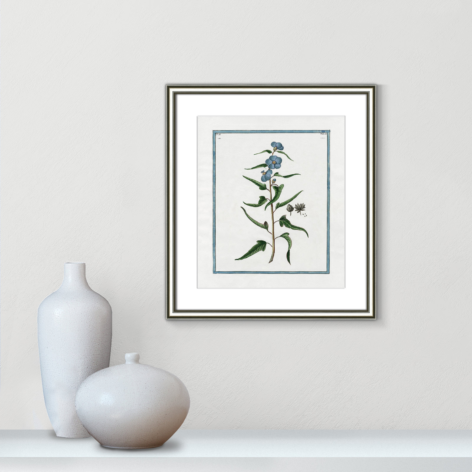 Colombe "Shabby Elegance Botanical I" Print, 14.25" W x 16.25" H, Silver Framed