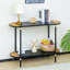 Console en métal noir avec décor en rotin, table d'entrée à 2 niveaux, 42,32 po