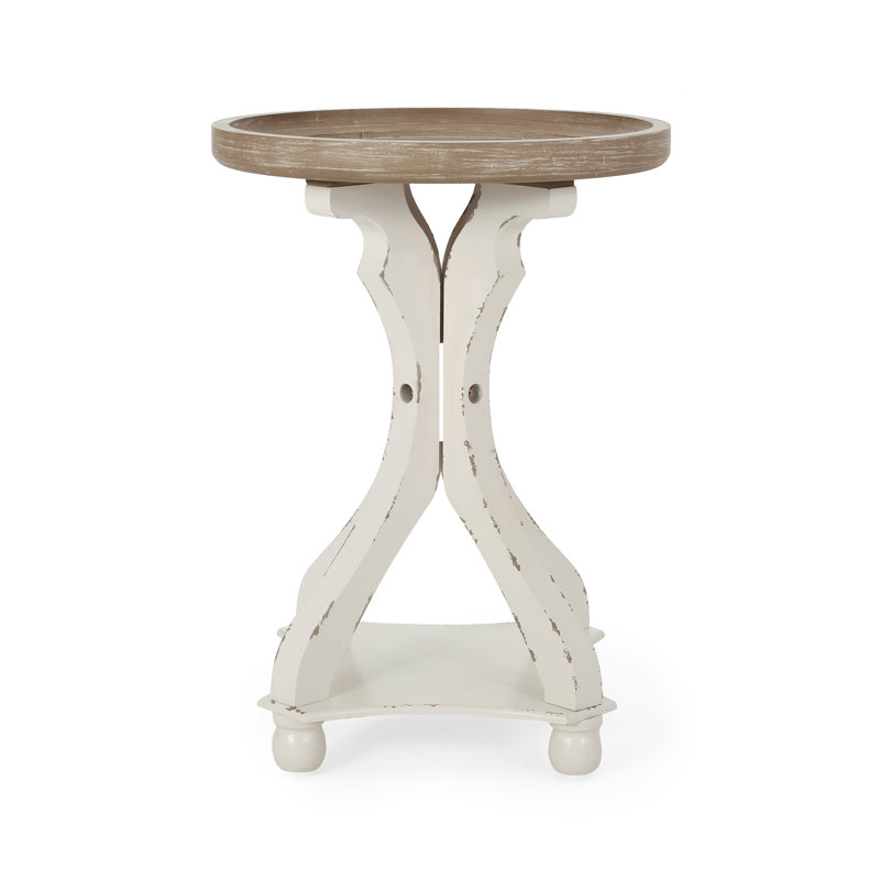 Tray Top End Table, Distressed White