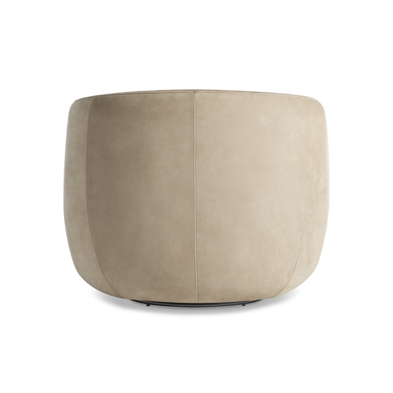 Council Leather Swivel Barrel Chair, Stone Genuine Leather