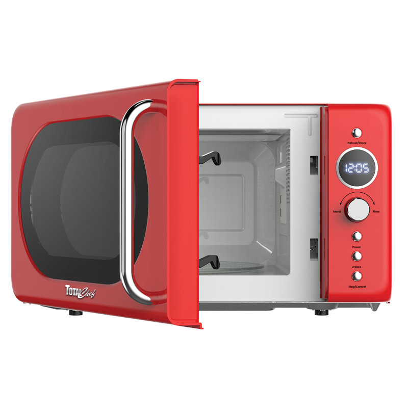Total Chef 0,7 pieds cubes Pi. Four à micro-ondes de comptoir rétro, four à micro-ondes compact de 700 watts avec 8 programmes de cuisson préréglés, dégivrage et démarrage rapide