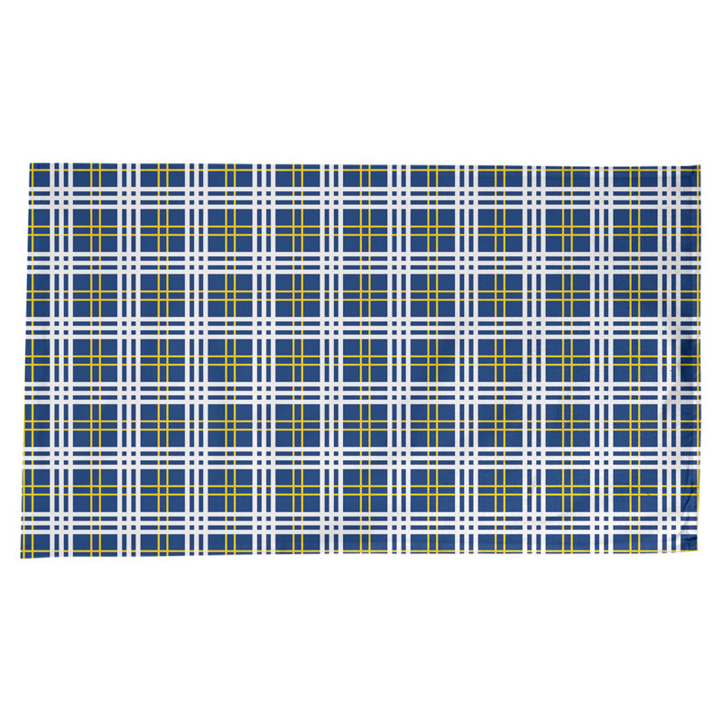 Football Luxury Plaid Cotton Blend Tablecloth, Royal Blue/Gold/White