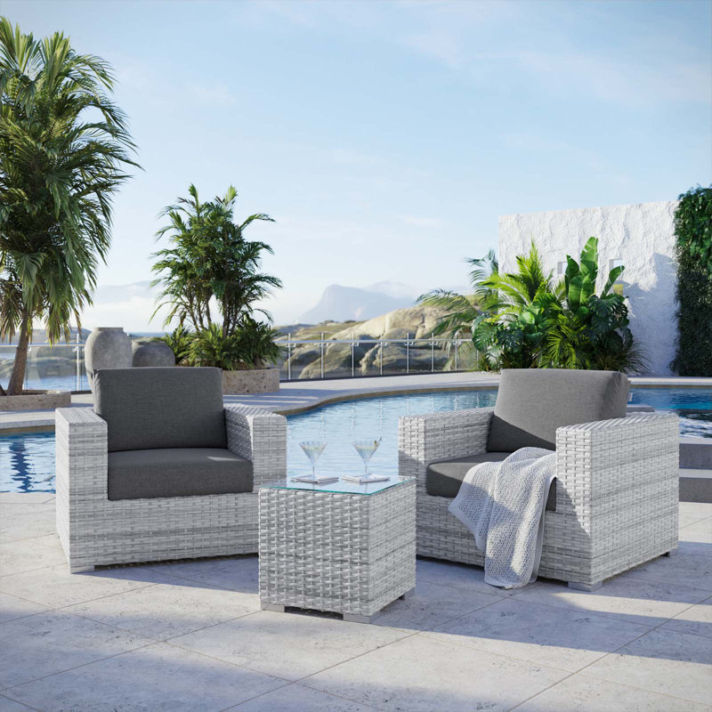 Modway Convene 3-Piece Outdoor Patio Set, Charcoal
