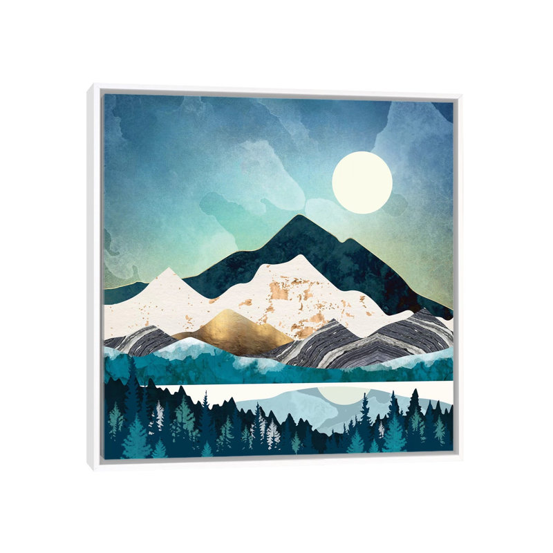 «Evening Forest», reproduction d'impression, H 18 po x l 18 po x 1,5 po, Pas de tapis, Toile blanche encadrée