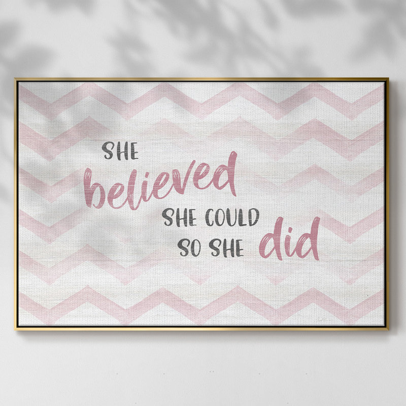 «Believed She pourrait encadrée sur toile», art textuel, H 17 po x l 25 po x P 2 po, Or