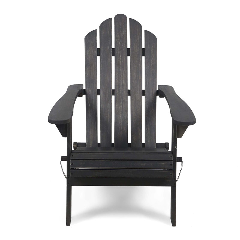 Comfortable And Stylish Foldable Adirondack Chair For Outdoor Relaxation, Ideal For Poolside And Patio Use, Dark Gray
