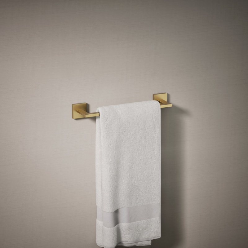 Square Towel Bar, 12"W, Vibrant Brushed Moderne Brass