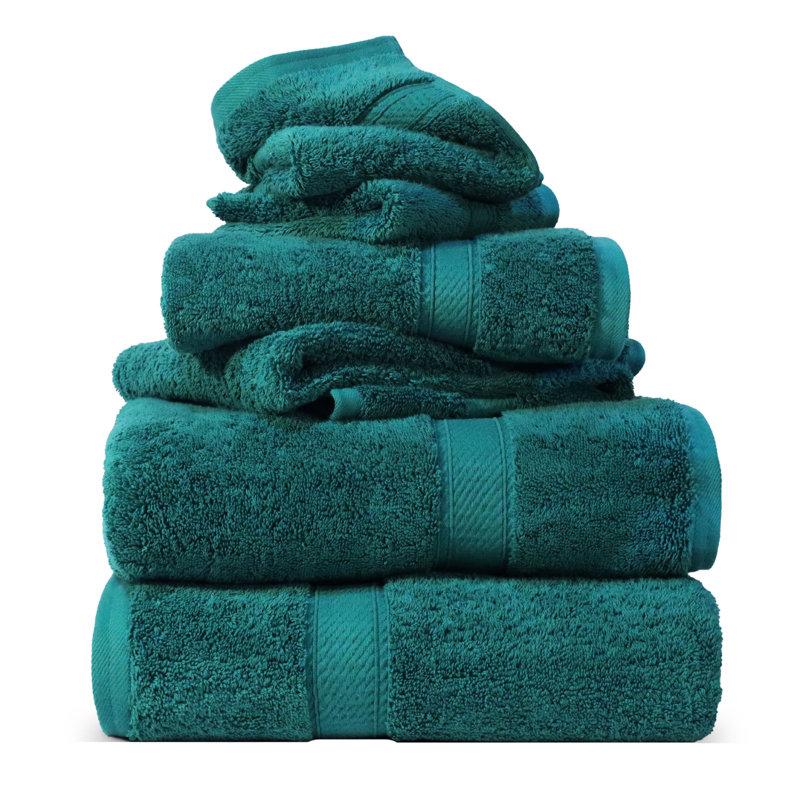 Scotia Egyptian Cotton Bath Towel Set, Teal, 6Pc Towel Set  (2Bath, 2Hand, 2Face)