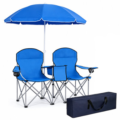 Causeuse d'extérieur avec parasol et glacière intégrée