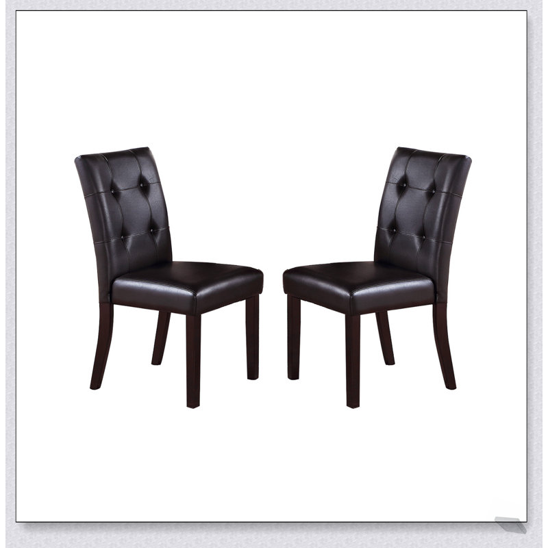 Élégantes chaises capitonnées capitonnées à boutons, brun foncé (ensemble de 2), confortables et durables pour toute salle à manger