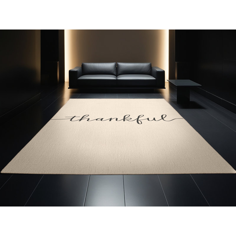 Machine Washable Myrtlewood Thanksgiving Modern & Contemporary Abstract Rug in Beige – Beige Binding, 8x10